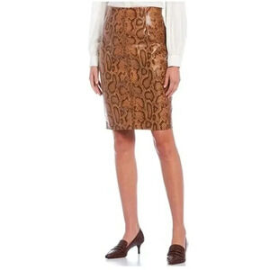 NWT Antonio Melani Genuine Leather Snake Skin Print Caroline Pencil Skirt Size S